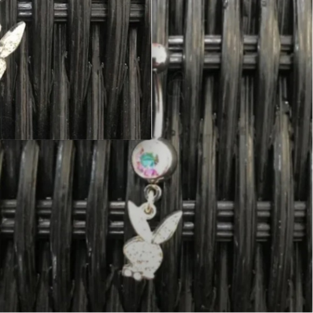 playboy dangly crystal belly button navel ring